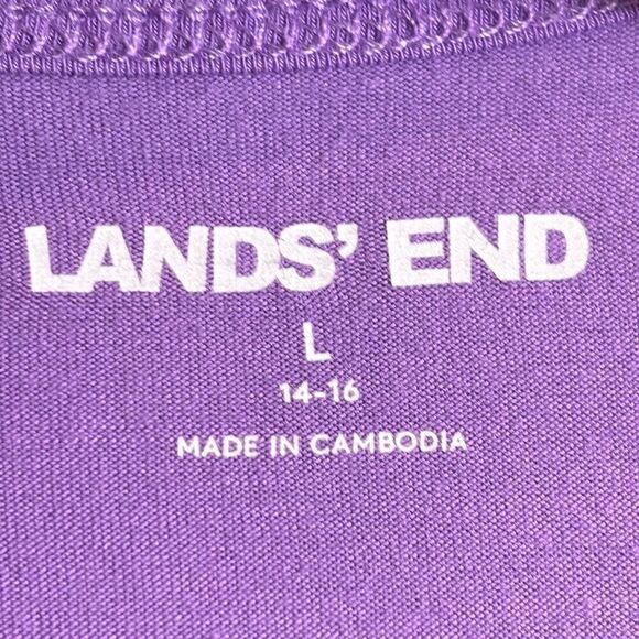 Lands End purple tee scoop neck hem short sleeve L - Picture 6 of 8